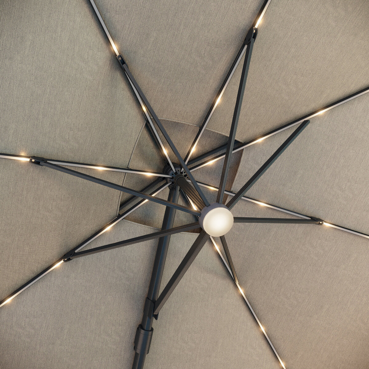 シーズンズセントリー 10フィート (3m) スクエア LED付 カンチレバー式 パラソル 可動式ベース付