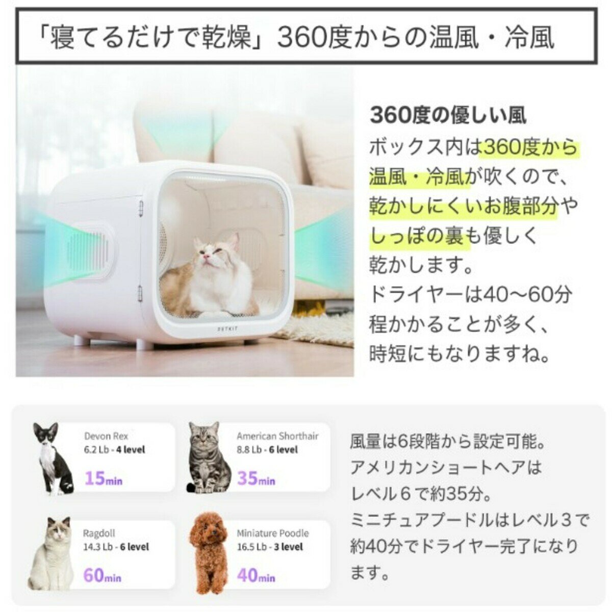 PETKIT ペットドライヤーボックス オゾン殺菌モード COPD10PRO PETKIT ペットドライヤーボックス オゾン殺菌モード COPD10PRO