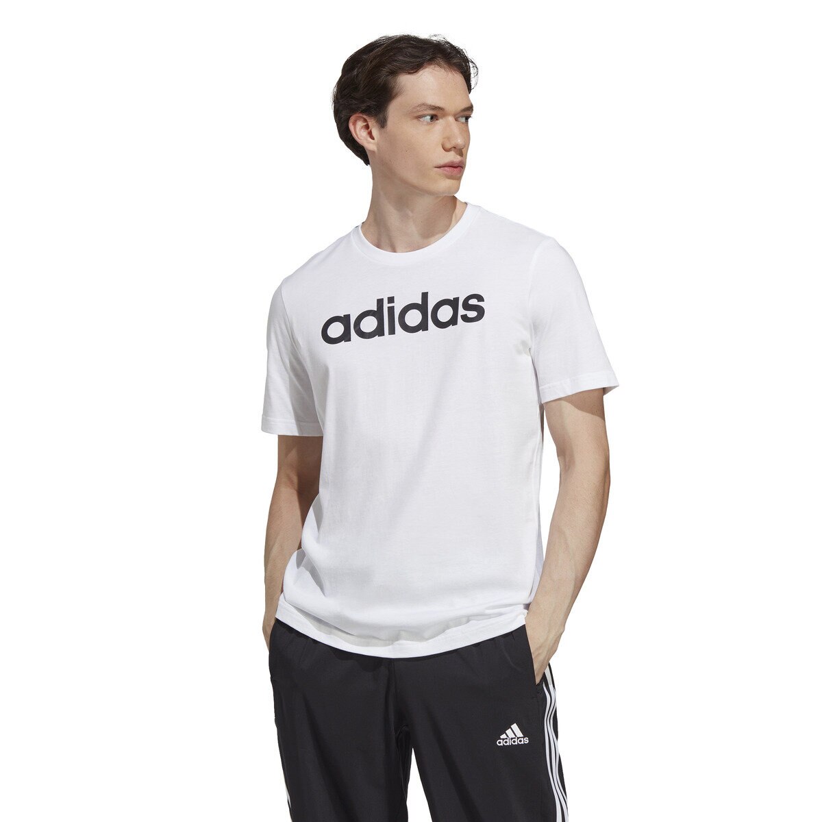 アディダス メンズ ロゴ 半袖 Tシャツ ホワイト S