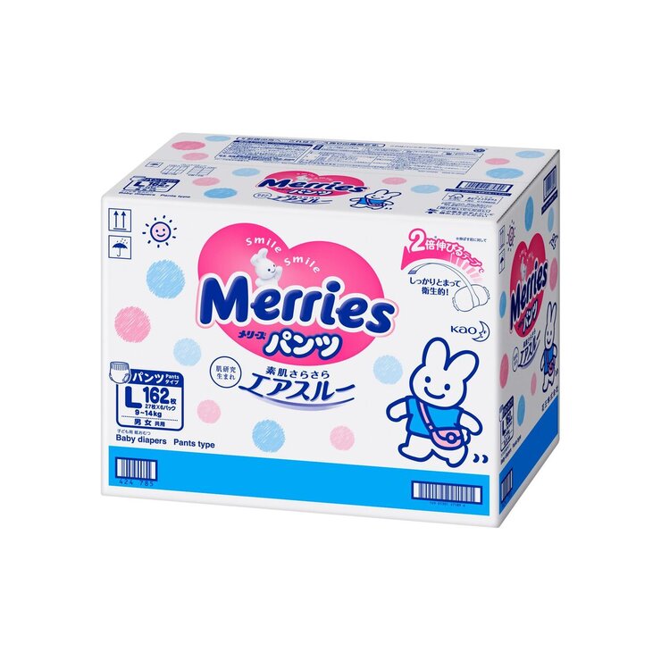 メリーズ パンツ 素肌さらさらエアスルー L (9-14kg) 162枚 (27枚x6パック)