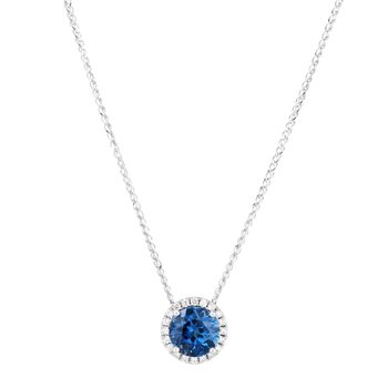 14K ホワイトゴールド 0.13カラット ダイヤモンド / ブルートパーズ ネックレス