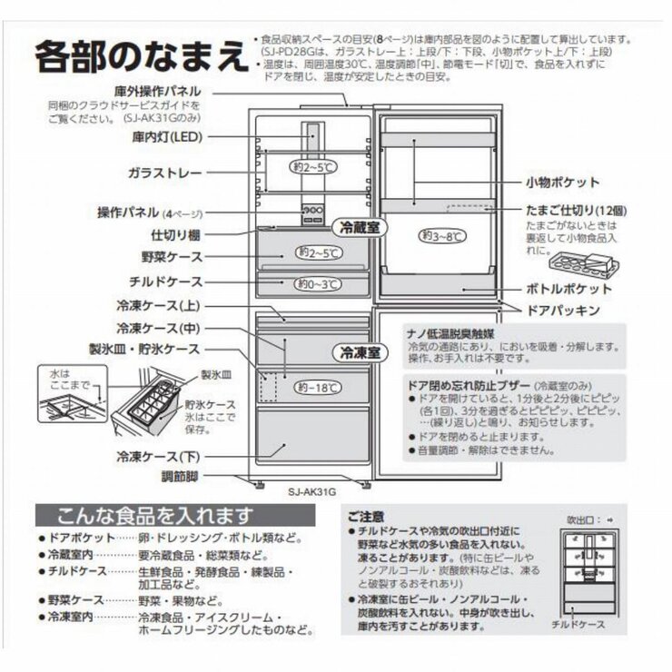 シャープ 310L 冷蔵庫 SJ-AK31G-W | Costco Japan