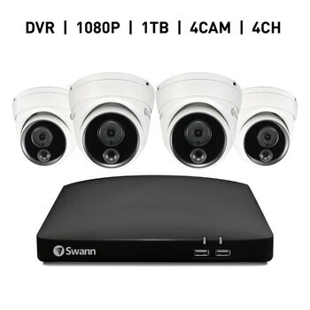 Swann 4CH 1080 DVRシステム 1TB ドーム型 カメラ4台