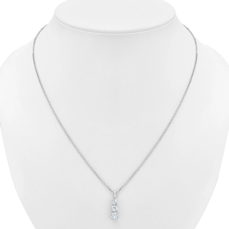 14K ホワイトゴールド 1.00カラット ダイヤモンド 3石 ペンダント ネックレス 14K ホワイトゴールド 1.00カラット ダイヤモンド 3石 ペンダント ネックレス