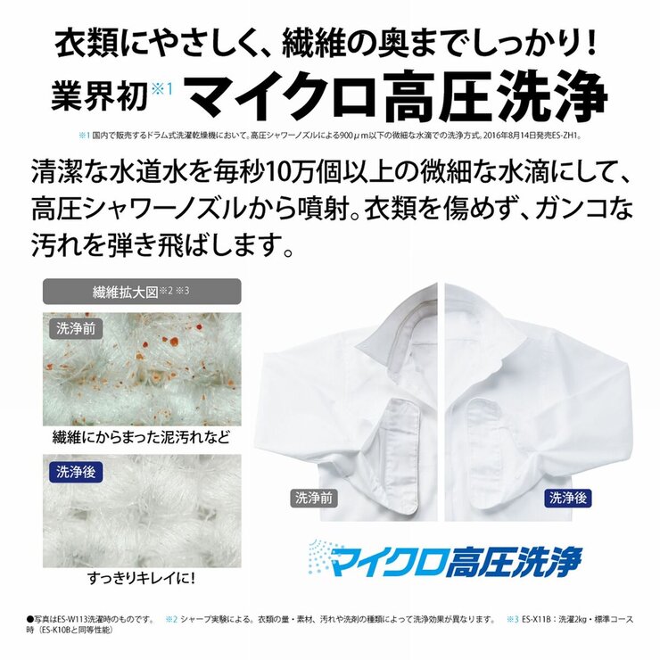 シャープドラム式洗濯乾燥機 洗濯 10kg 乾燥 6kg ES-K10B-WL 左開き