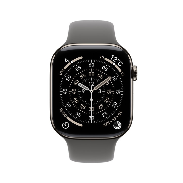 Apple Watch S11 Cellular 42mmナチュラルチタニウムケースとストーングレイスポーツバンド - S/M Apple Watch S11 Cellular 42mmナチュラルチタニウムケースとストーングレイスポーツバンド - S/M