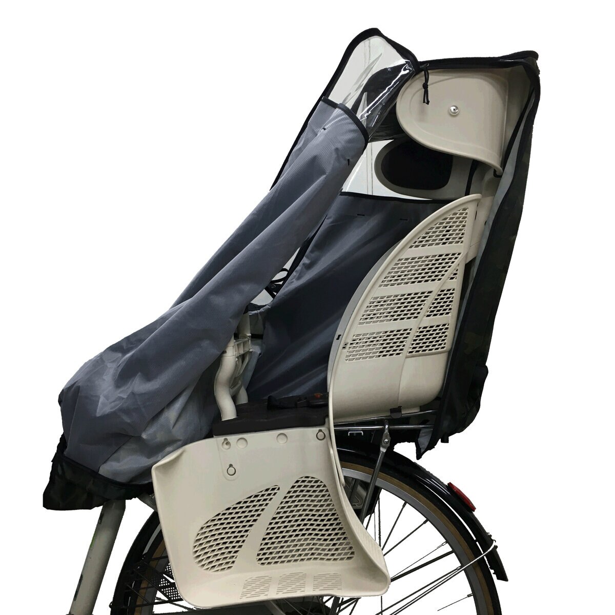 ハローエンジェル 自転車 チャイルドシート レインカバー 後ろ用 ブラック