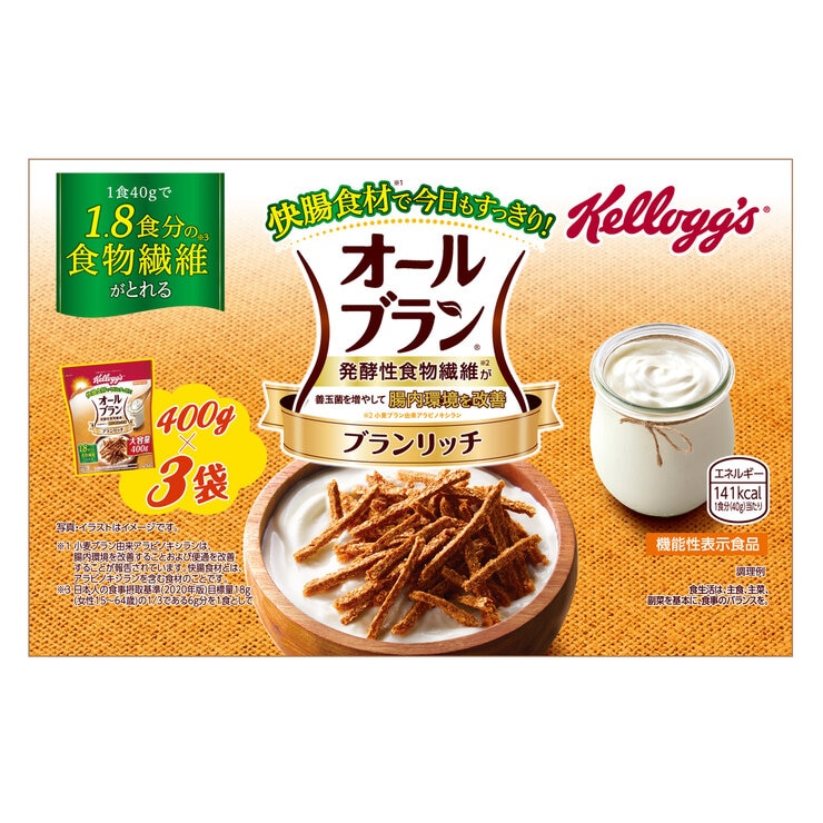 ケロッグオールブラン ブランリッチ 400g x 3 ケロッグオールブラン ブランリッチ 400g x 3