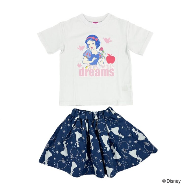 キャラクター キッズ Tシャツ アンド ショーツ 2枚セット / 白雪姫 90cm キャラクター キッズ Tシャツ アンド ショーツ 2枚セット / 白雪姫 90cm