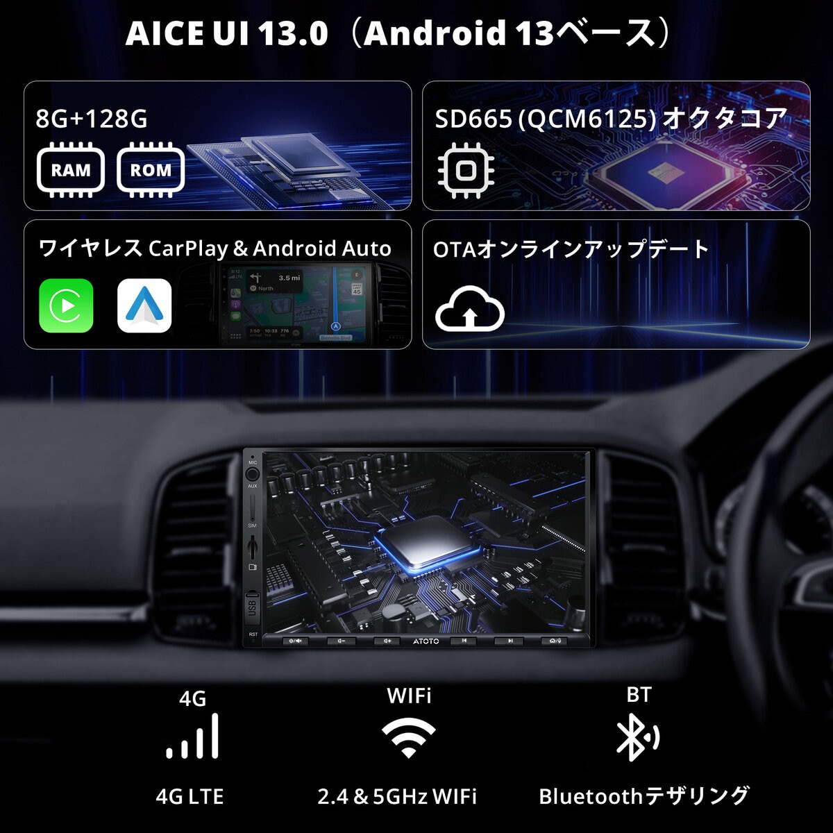 ATOTO X10 ディスプレイオーディオ カーナビ 7インチ ボタン式 X10G2A7E