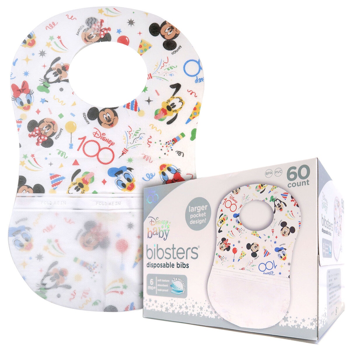ディズニービブスター 使い捨てエプロン60枚入り 100周年限定デザイン ミッキー/ミニー
