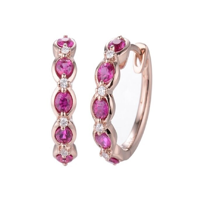 18K ローズゴールド ダイヤモンド&ルビー ピアス 18K ローズゴールド ダイヤモンド&ルビー ピアス