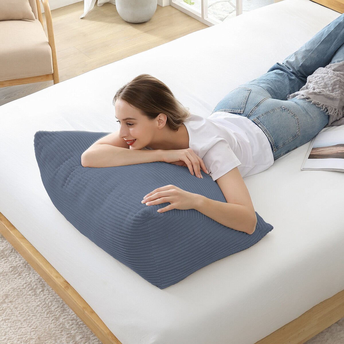 リラックスピロー 66cm x 46cm x 30cm ライトブルー | Costco Japan