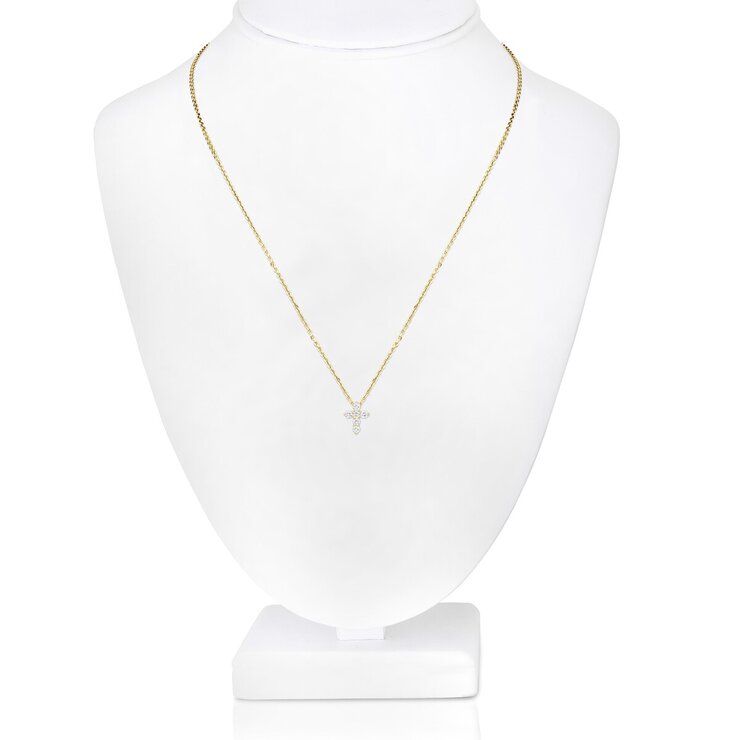 14K イエローゴールド 0.50カラット ラウンドカット ダイヤモンド クロスネックレス