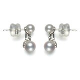 18K ホワイトゴールド あこやパール & ダイヤモンド 0.04カラット ピアス HSSYW-4807