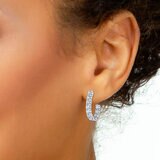 18K ホワイトゴールド 1.50カラット J-フープ ダイヤモンド ピアス