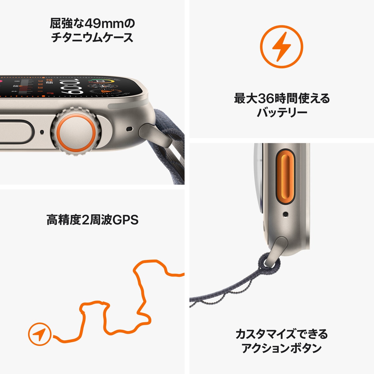 Apple Watch Ultra 2（GPS + Cellularモデル）- 49mmチタニウムケースとインディゴアルパインループ - M