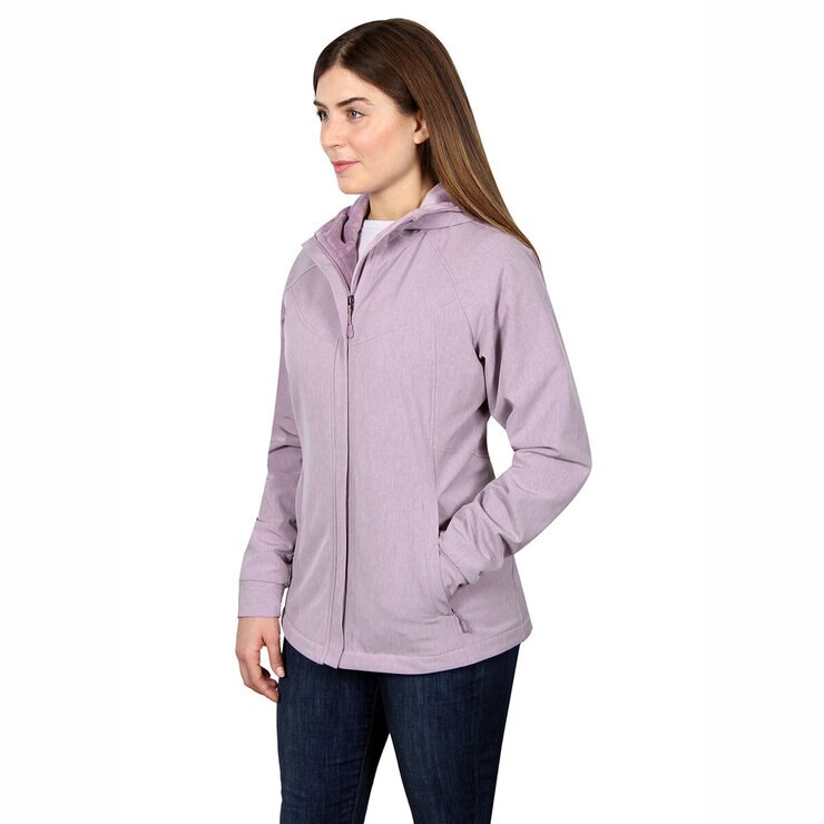 カークランドシグネチャー フード付き ソフトシェル ジャケット アッシュ パーブル ヘザー M