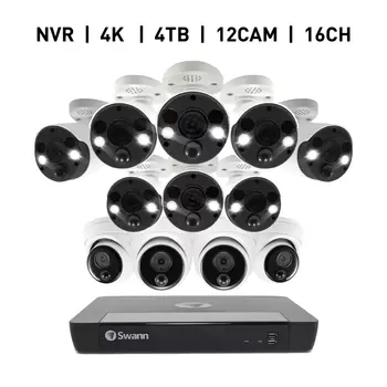 SWANN 16CH 4K NVRシステム 4TB 4K バレットカメラ8個＆ドームカメラ4個  計12個セット