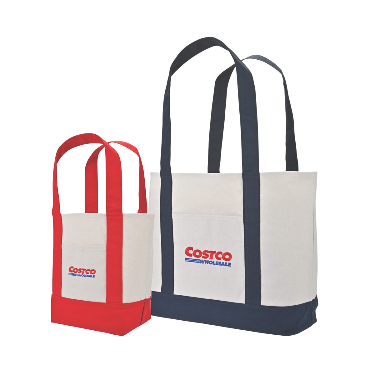 【美品】DECEMBERAY トートバッグ ネイビー/レッド コストコ トートバッグ （ネイビー大/レッド小）大小 2pack 2