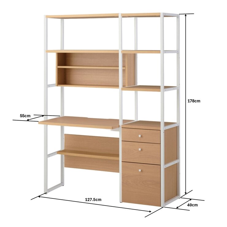 デスク ＆ キャビネットセット ホワイト WAD-799298 MOWH