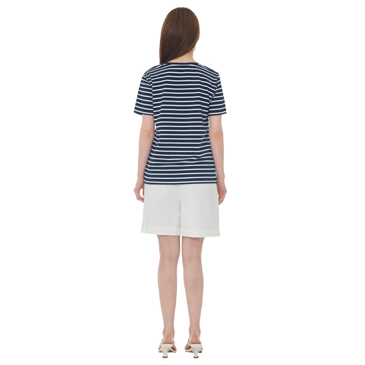 ビジット イン ニューヨーク ストライプ 半袖Tシャツ ネイビー+ホワイトストライプ S
