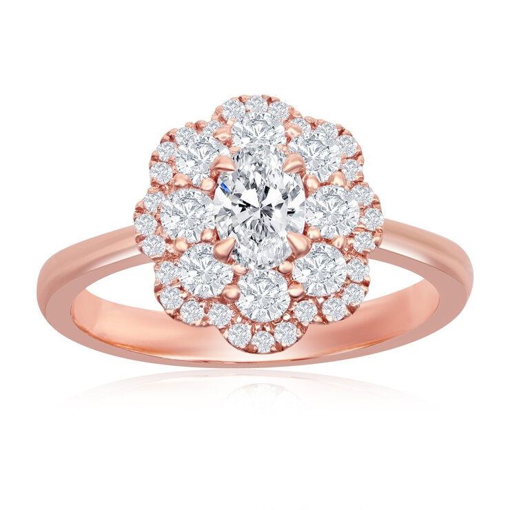 18K ローズゴールド 1.00カラット ダイヤモンド フラワーリング 18K ローズゴールド 1.00カラット ダイヤモンド フラワーリング