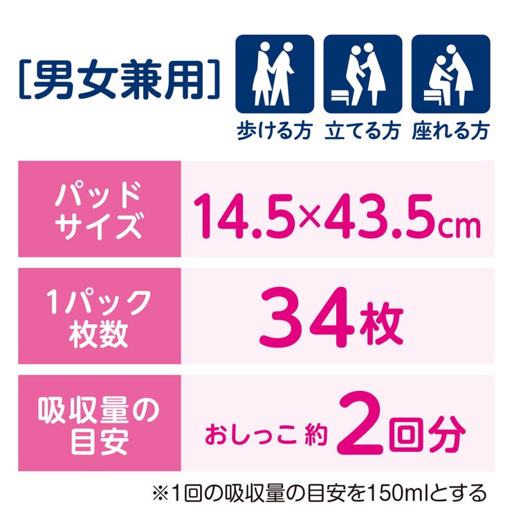 肌ケア アクティ 大人用おむつ 紙パンツ用 尿取りパッド 204枚（34枚×6）
