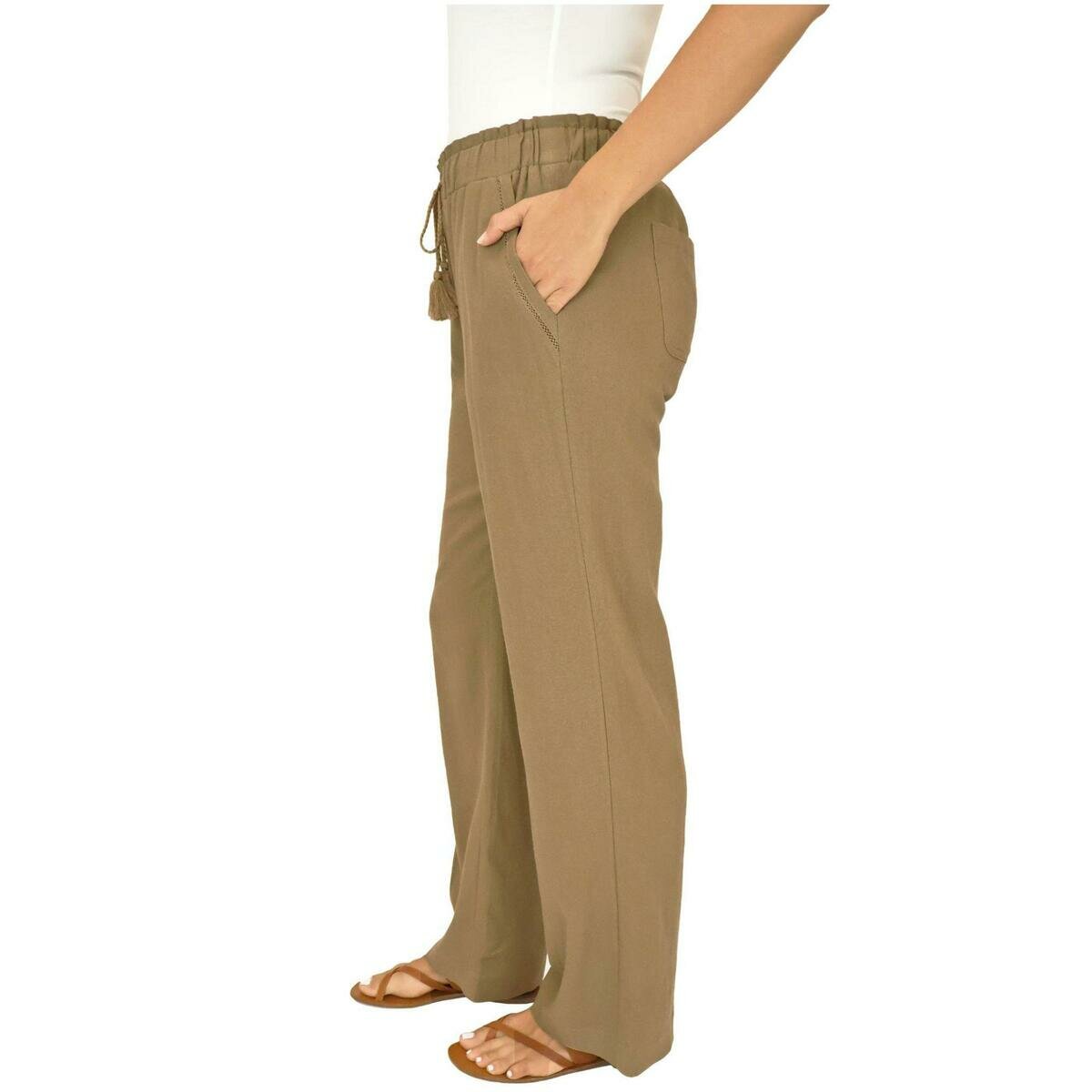 ブリッジ レディース リネン パンツ タイガーズ アイ L