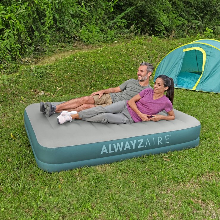 BESTWAY エアーマット 2.03m x 1.52m x 36cm グレー＆コバルトグリーン