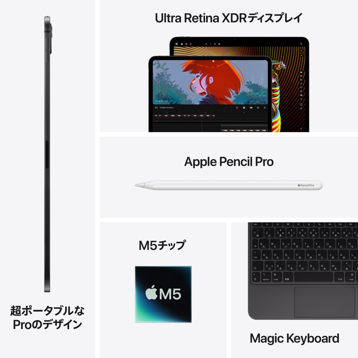Apple iPad Pro 13インチ M5 WiFi 2TB 標準ガラス搭載 スペースブラック