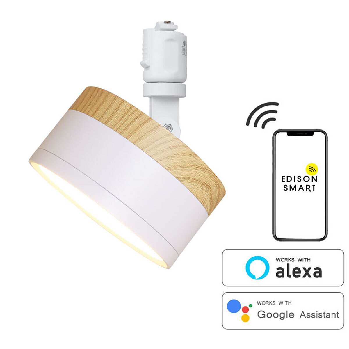Edison Smart（エジソンスマート）ウッド調 ミニシーリングライト アーム付 ナチュラルホワイト
