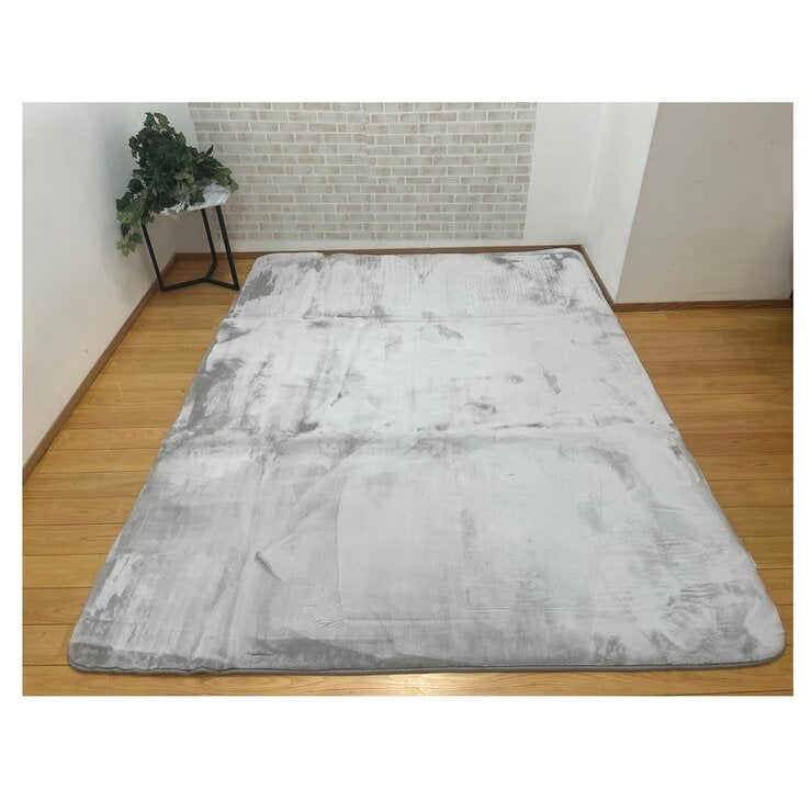 極厚フランネルラグ 低反発入り すべり止め付き 180cmx230cm グレー