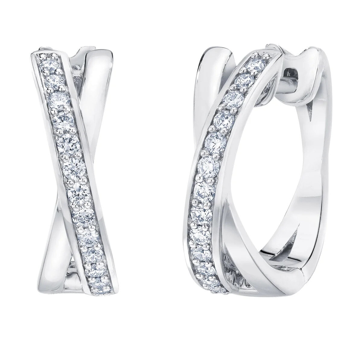 18K ホワイトゴールド 0.25カラット X フープ ピアス
