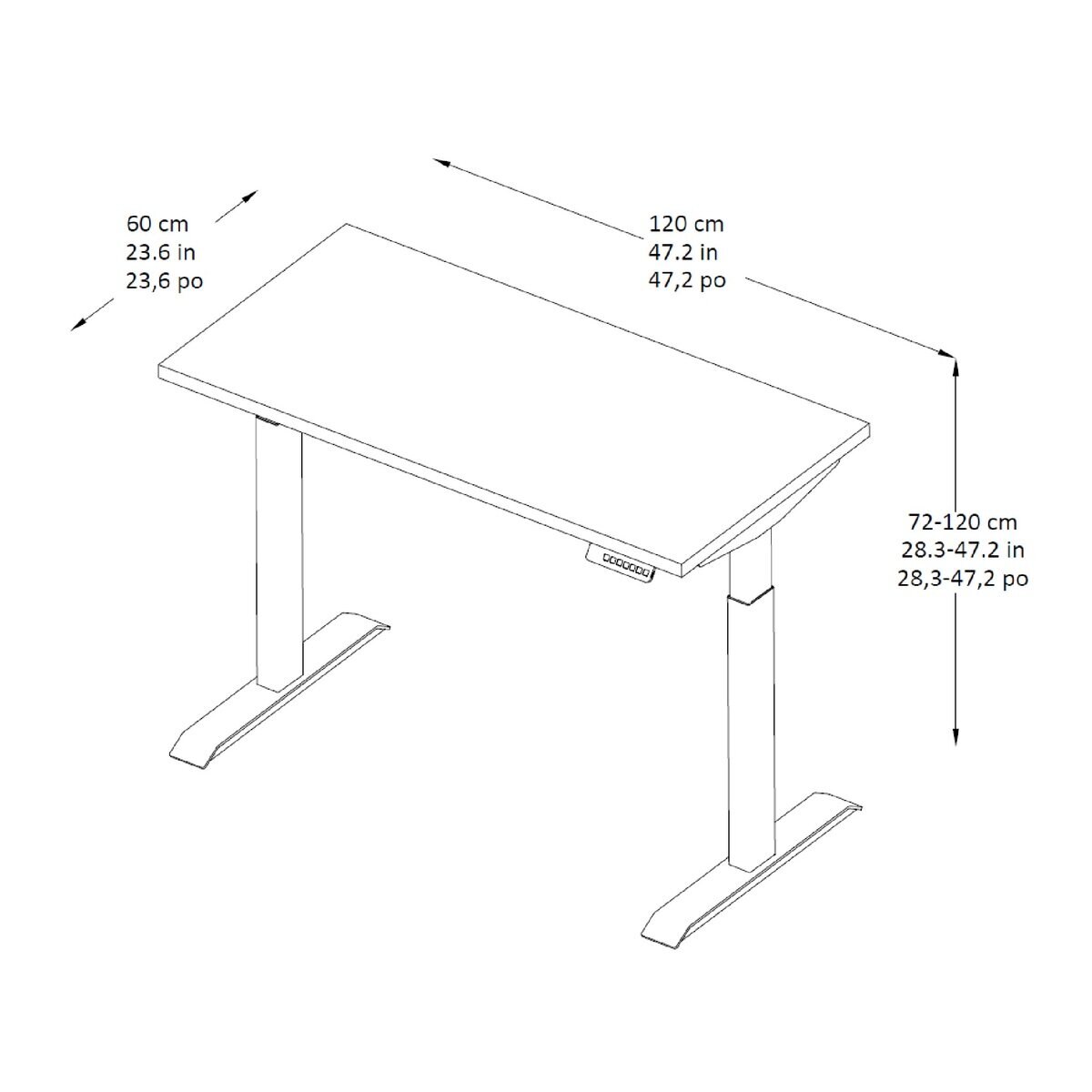 Sunjoy 電動昇降式スタンディングデスク 幅120cm x 奥行60cm