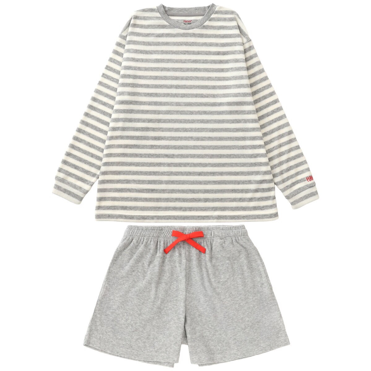 ヘインズ ウィメンズ ラウンジウェアセット グレー/ホワイト L