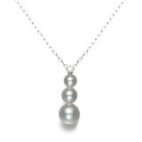 18K ホワイトゴールド あこやパール & ダイヤモンド 0.03カラット ネックレス