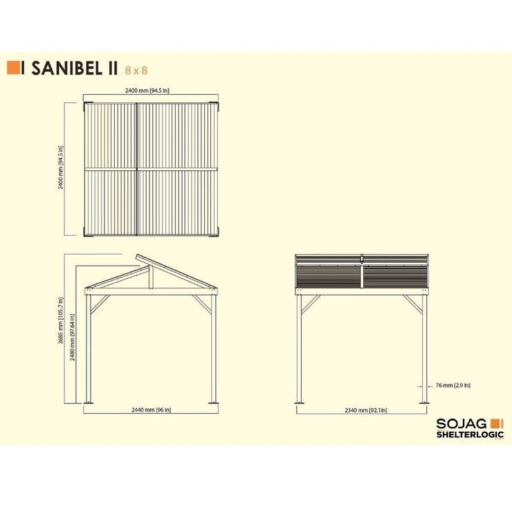 SOJAG Sanibel II 8 x 8 フィート (2.4 x 2.4 m) ガゼボ