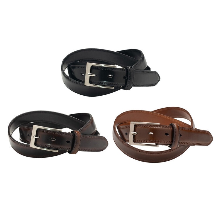 Hanes Men's Leather Belt Dark Brown