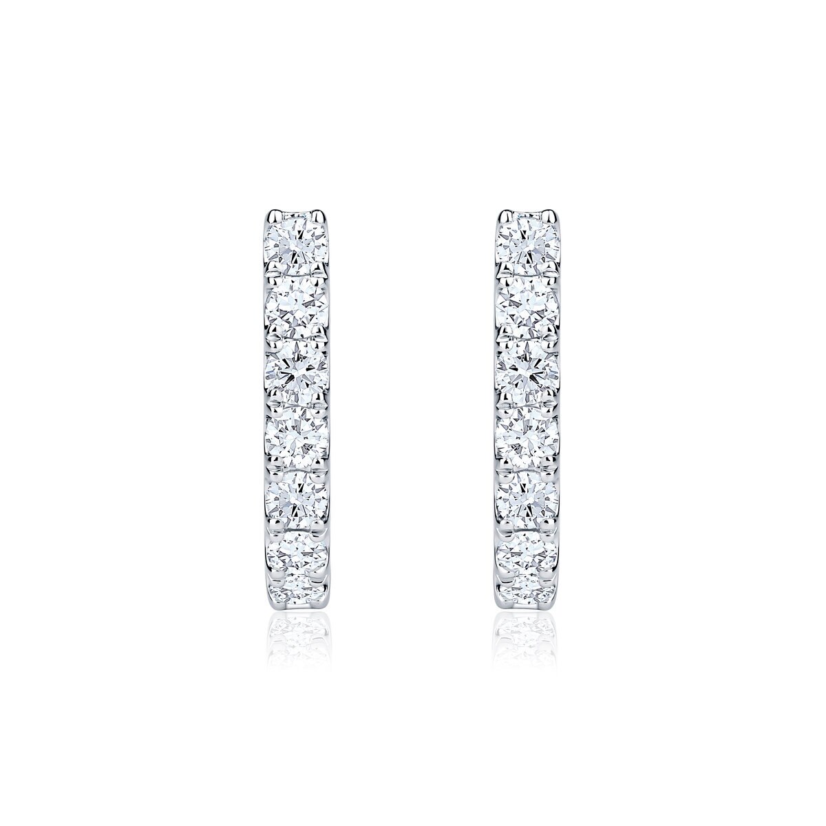 18K ホワイトゴールド 1.50カラット J-フープ ダイヤモンド ピアス
