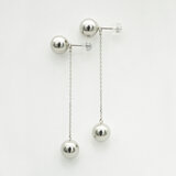 プラチナ 7.5mm ボール チェーン付き 2Way ピアス