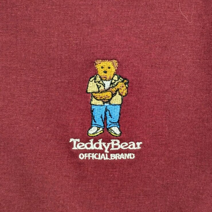 テディベア メンズ 半袖 Tシャツ バーガンディ XL