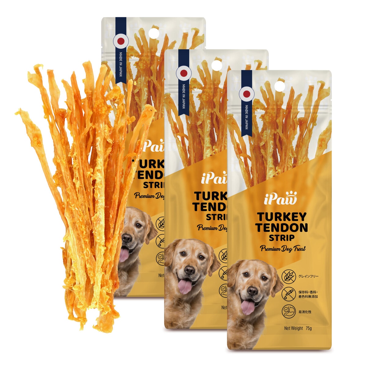 iPaw (アイポー) ターキーアキレス 犬用おやつ ロング 75g x 3袋