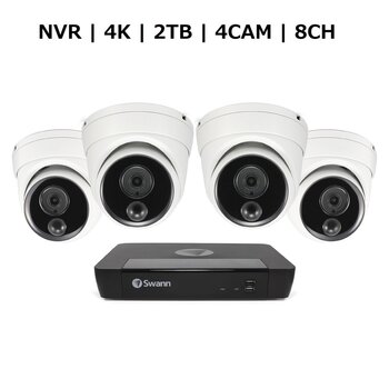 Swann（スワン）8CH 4K NVRシステム 2TB 4K ドーム カメラ 4台セット