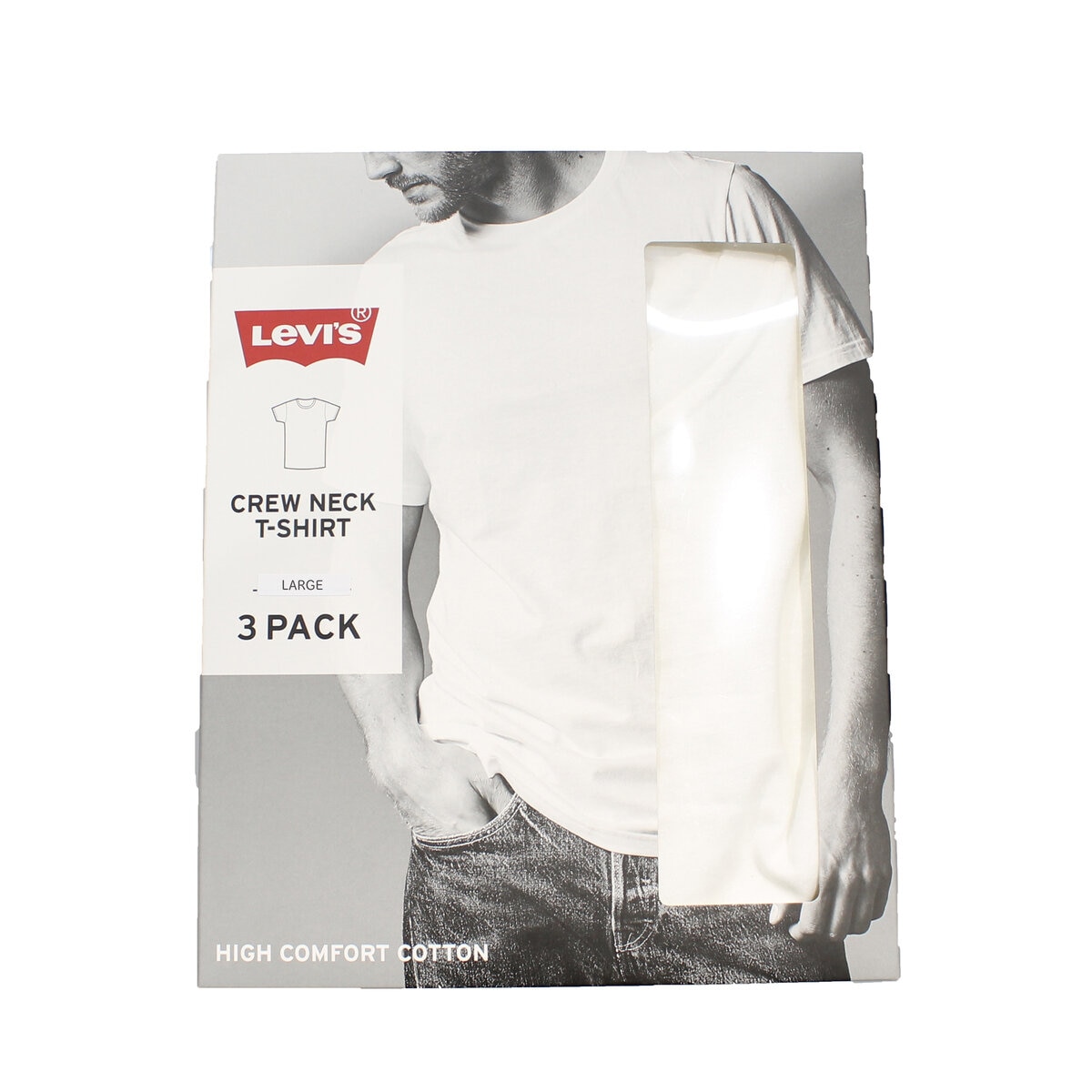 リーバイス メンズ クルーネック Tシャツ 3枚組  ホワイト L
