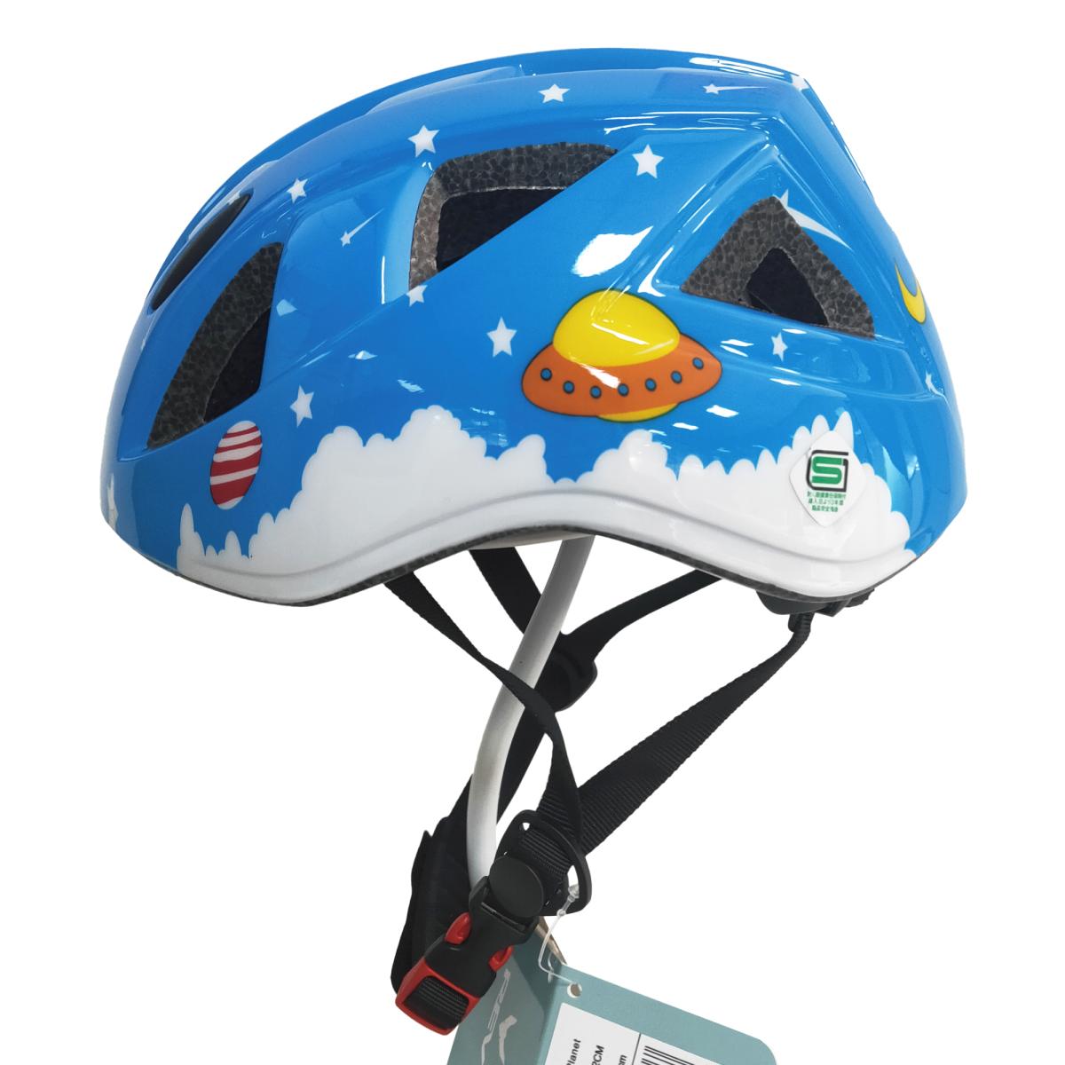 レブスポーツ 自転車用インモールドヘルメット 子供用 XS/S プラネット/ブルー