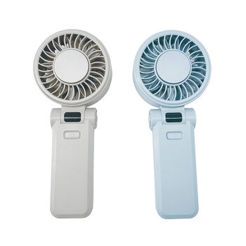 Seena ディスプレイ付 ハンディファン 2個セット グレイ×エアリーブルー