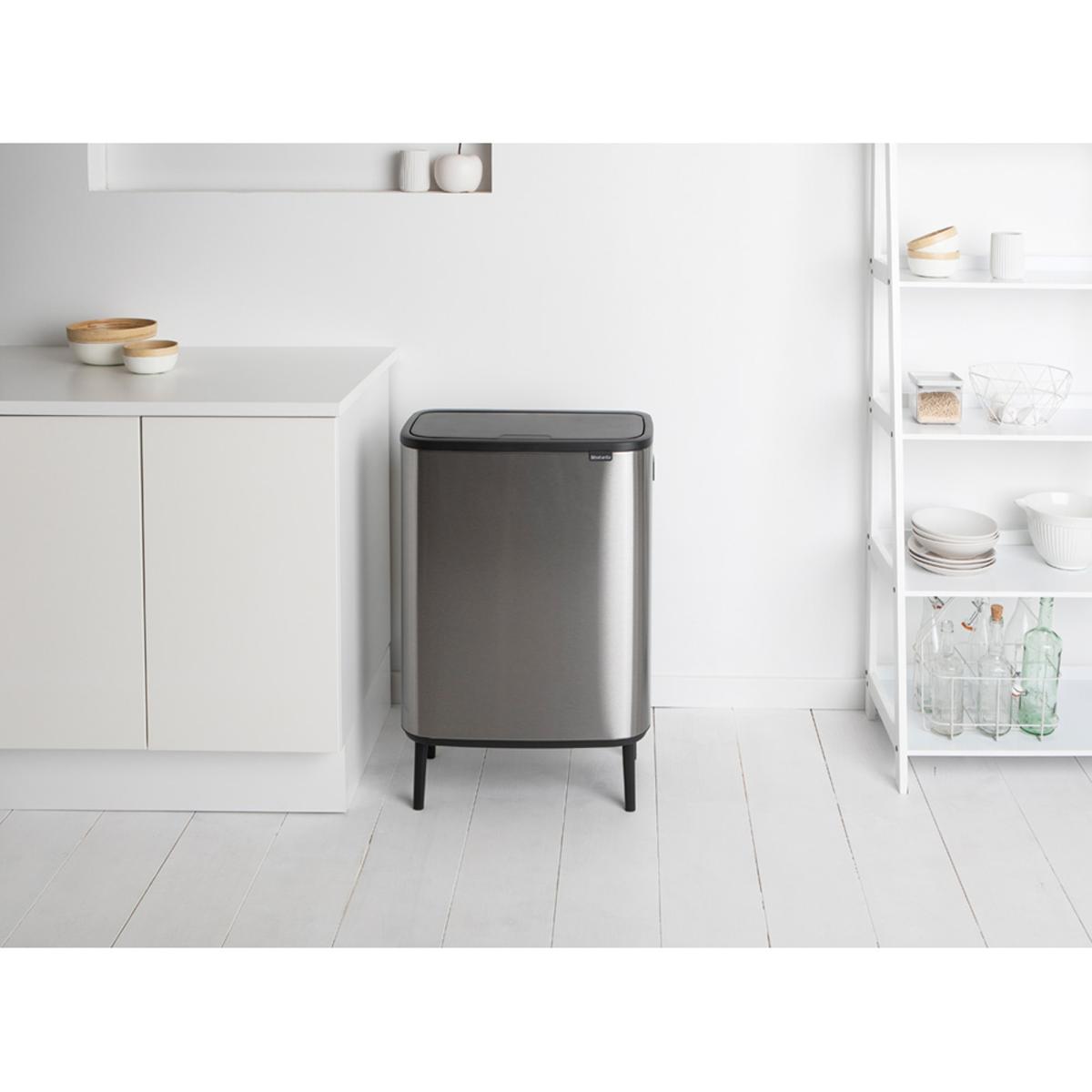 ブラバンシア BoタッチビンHi 2x30L   タッチ式ごみ箱 2分別(脚つき)  FPPマット  130649