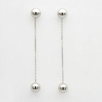 プラチナ 5.5mm ボール チェーン付き 2Way ピアス