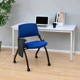 YAMAZEN キャスター付きミーティングチェア メモ台付き ブルー